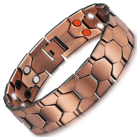 Bracelet magnétique en cuivre sain pour hommes, soulagement de la douleur, arthrite, bio-énergie, pression artérielle, bijoux de santé – Image 3