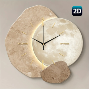 Horloge murale moderne en forme de Lune avec LED