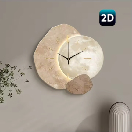 Horloge murale moderne en forme de Lune avec LED – Image 2