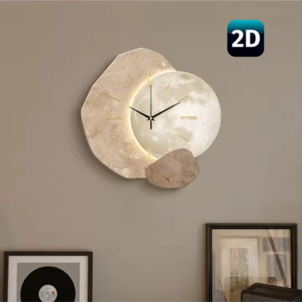 Horloge murale moderne en forme de Lune avec LED – Image 3
