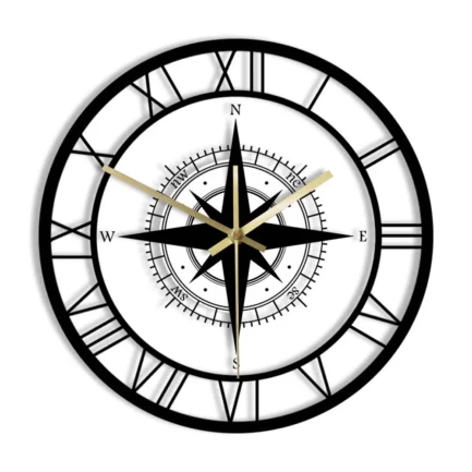 horloge murale design boussole rose des vents