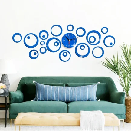 Horloge Murale Grande Taille Cercle Miroir Acrylique 3D – Image 5