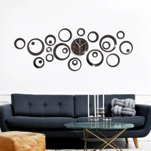 Horloge Murale Grande Taille Cercle Miroir Acrylique 3D