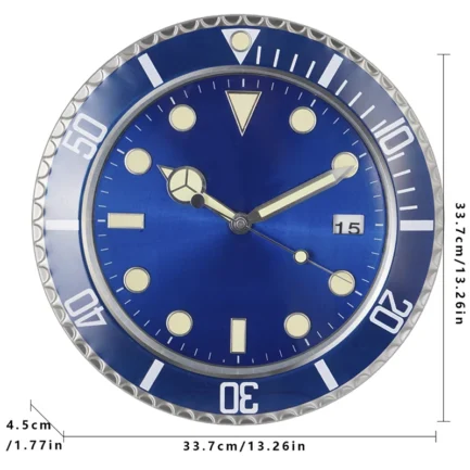 Horloge Murale en Métal Design Moderne de Luxe Fluorescente 34cm – Image 2