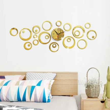 Horloge Murale Grande Taille Cercle Miroir Acrylique 3D – Image 3